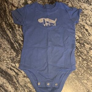 Carter's Blue Short-Sleeve Baby Bodysuit with Striped Dog Appliqué